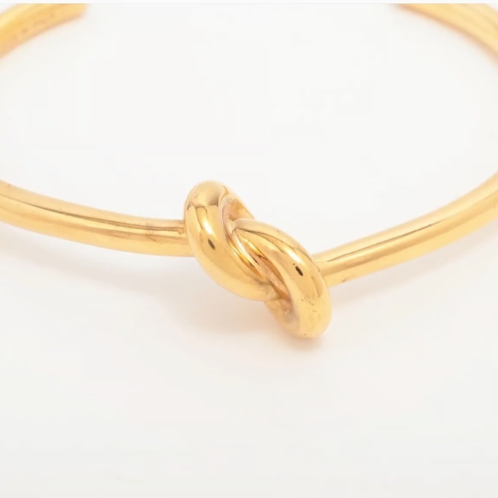 CELINE Knot Extra Thin Open Cuff Bracelet Brass w/ Gold Finish Size Small 14.5cm - Picture 3 of 6